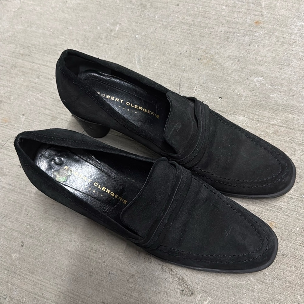 Black new buck clergerie size 7 1/2 rubber bottom shoes